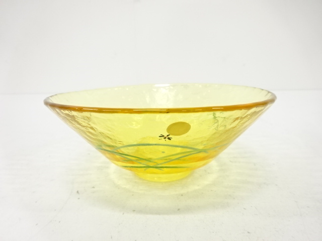 露草に蛍　義山　茶碗